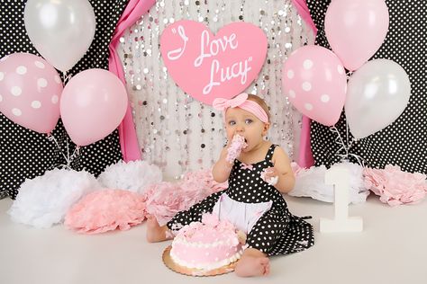 First Birthday, I Love Lucy First Birthday Theme, Cake Smash, I  Love Lucy, I Love Lucy Theme, 1st Birthday, First Birthday Photos 1950s First Birthday Party, I Love Lucy Birthday Party Theme, I Love Lucy 1st Birthday Party, I Love Lucy First Birthday, I Love Lucy Baby Shower Ideas, I Love Lucy Birthday Party, I Love Lucy Party, Woodland Animal Birthday, Smash Cake Boy