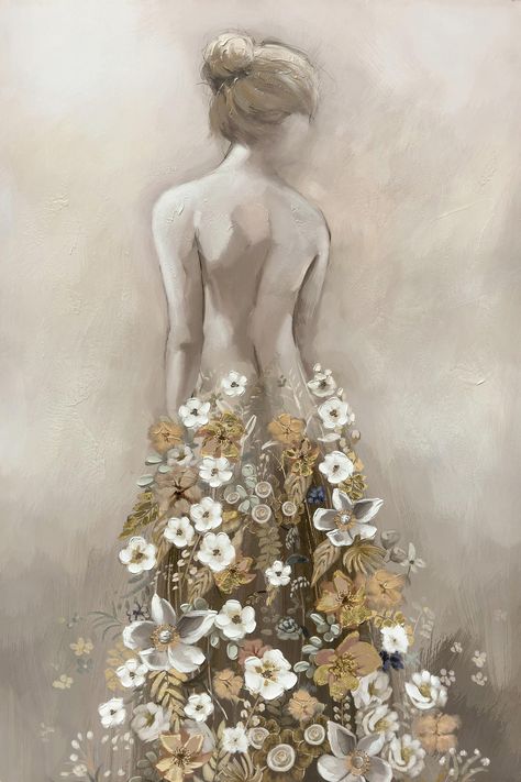 Hand painted textured canvas  56x84 Hand Painted Textured Canvas - Gold / White 84.0"W x 1.5"D x 56.0"H - 13.1 lb Woman With Flowers Painting, Luxury Art Painting, Embossed Painting, Emboss Painting, Gold Art Print, Flowers Artwork, 3 D Art, Gold Leaf Painting, Black Artwork