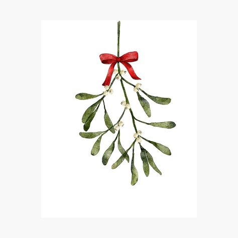 Christmas Cards Mistletoe, Mistletoe Watercolor Christmas, Miseltoe Drawings, Christmas Mistletoe Drawing, Missle Toe Drawing, Mistletoe Christmas Card, Mistletoe Drawing Easy, Mistletoe Sketch, Watercolour Mistletoe