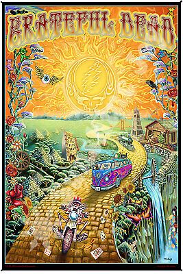 Premium Quality GRATEFUL DEAD-GOLDEN ROAD-HEADY ART-ZEST FOR LIFE-DUBOIS-28X45/53X85 TAPESTRY, Home Decor Grateful Dead Wallpaper, Grateful Dead Tattoo, Road Poster, Grateful Deadhead, Grateful Dead Poster, Dead And Company, Music Artwork, Rock Posters, Band Posters