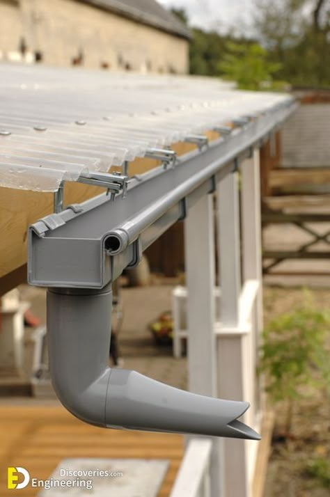 41+ Rain Gutter Ideas That Are Perfect For Any Home | Engineering Discoveries Terrasse Med Tak, Box Gutter, Diy Gutters, Roof Terrace Design, Home Engineering, How To Install Gutters, Rooftop Terrace Design, Rooftop Design, Patio Roof