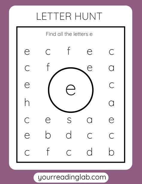 letter e worksheets E Worksheet, Reading Lab, Letter Hunt, Letter Tracing Printables, Alphabet Worksheets Preschool, Worksheets Preschool, Making Words, Phonics Lessons, E Words