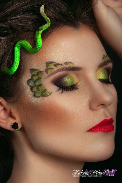 Dragon Makeup, Circus Makeup, Medusa Costume, Diy Halloween Makeup, Potter House, Playing Dress-up, Halloween Makeup Diy, Wichita Kansas, Halloween Costumes Makeup