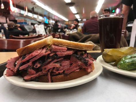 Piled High Pastrami At NYC’s Legendary Katz's Deli! “When Harry Met Sally” There!  Some Great "Dinners And A Movie" New York Style! Katz Deli, Pastrami On Rye, Katz's Delicatessen, Pasta Pie, Pastrami Sandwich, New York Food, When Harry Met Sally, Dinner And A Movie, Fine Dining Recipes