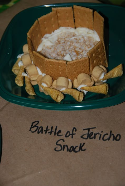 Horn Craft Walls Of Jericho | ... Bowl of Cherries: Joshua and the Battle of Jericho VBS Snack Craft Joshua And Jericho, Joshua Jericho, Jericho Bible, Bible Snacks, Bible School Snacks, Sunday School Snacks, Joshua Bible, Bible Food, Battle Of Jericho