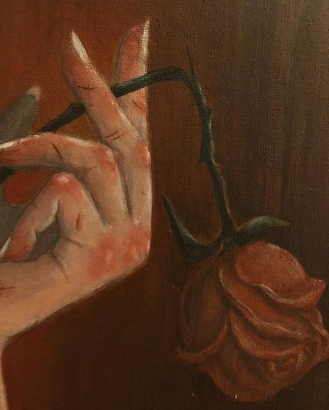 A painting with a girl holding a rose ☼ nаira ☼’s Instagram post: “same details again ✂️✂️✂️ . . . . . . . . . . . #artist #art #instaart #support #artisthelp #acrylpaint #painting #hand #rose” Hand Holding Rose Painting, Holding Rose In Hand, Hand Holding Reference, Holding Hands Painting, Hand Holding Rose, Rose In Hand, Holding A Rose, Frog Pond, Hand Rose