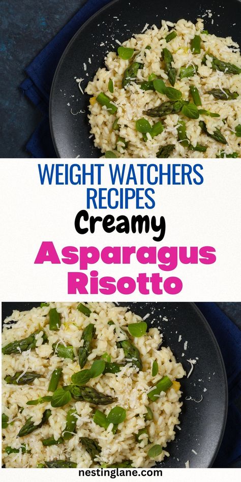 Indulge in a creamy and flavorful Weight Watchers Asparagus Risotto that's low in points and big on taste! This delicious recipe is made with tender asparagus, flavorful shallots, and creamy Arborio rice cooked in a flavorful broth. With just the right amount of lemon juice and Parmesan cheese, this risotto is the perfect comfort food that will satisfy your cravings without the guilt. Plus, it's easy to make and is a great meal for any night of the week. Tender Asparagus, Asparagus Risotto, Italian Appetizer, Creamy Asparagus, Risotto Recipe, Arborio Rice, Italian Appetizers, Risotto Recipes, Healthy Food Options