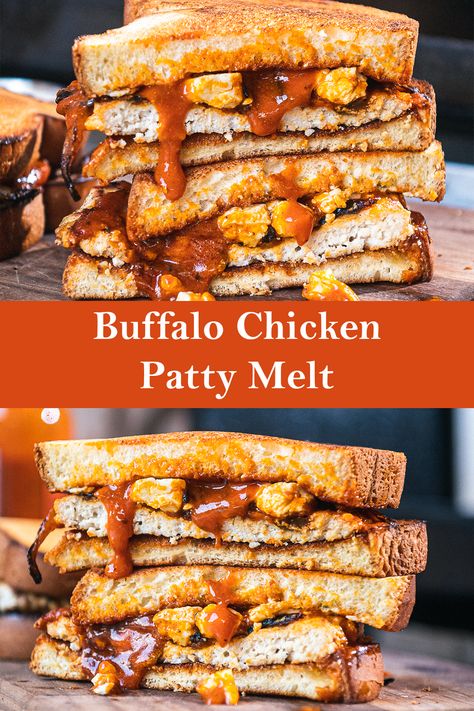 Chicken Patty Melt Sandwiches, Frozen Chicken Patty Sandwich, Chicken Patty Sandwich, Chicken Breast Sandwich Recipes, Welcome To Good Burger, Patty Melt Recipe, Chicken Breast Sandwich, Chicken Patty, Buffalo Style