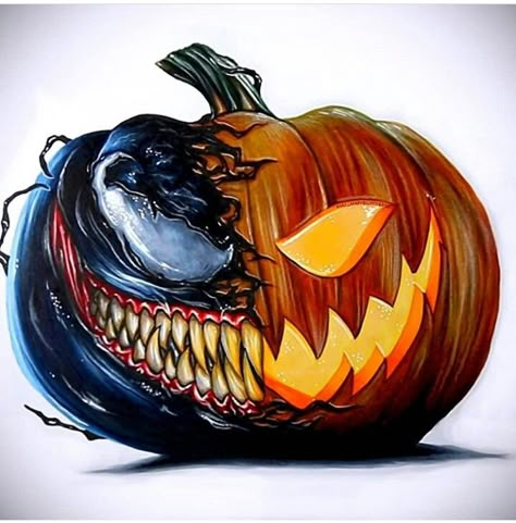 Venom Art, Pumpkin Drawing, Drawing Faces, Halloween Drawings, Skull Drawing, Color Pencil Art, Art And Illustration, Marker Art, Drawing Artwork