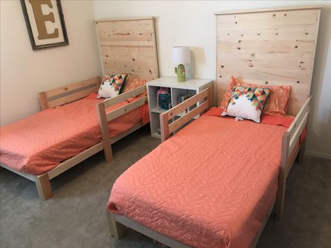 DIY Twin Beds and Side Rails Toddler Twin Bed, Diy Twin Bed, Twin Beds, Twin Bed Frame, Twin Size Bedding, Twin Bed, Future House, Girls Bedroom, Bed Frame