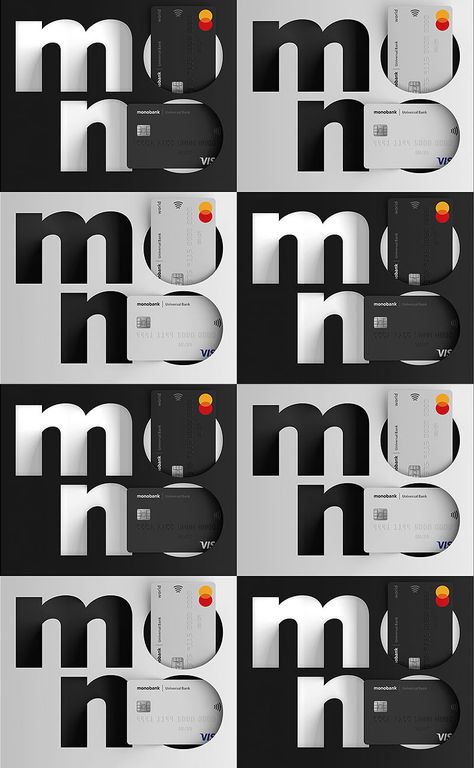 Black and white monobank cards: credit card and debit card. VISA and Mastercard. Credit Card Design Ideas Creative, Credit Card Graphic Design, Credit Card Photography, Mastercard Ads, Mastercard Design, Debit Card Design, Amex Card, Credit Card Design, Card Photography