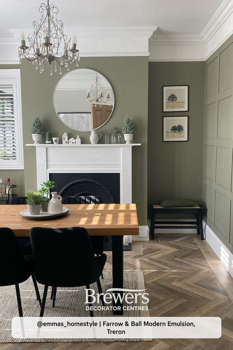 Paneled Dining Room, Hallway Wall Colors, Farrow And Ball Living Room, Modern Kitchen Flooring, Dining Room Paint Colors, Living Room Wall Color, Room Wall Colors, Dining Room Paint, Living Room Decor Colors