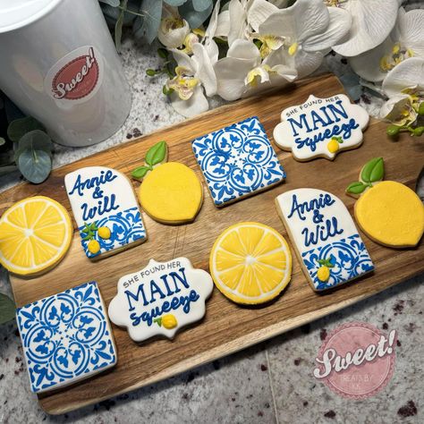 Graduation Brunch, Lemon Themed Bridal Shower, Bridal Shower Cookies, Lemon Cookies, Engagement Sets, 30th Birthday Parties, Wedding Cookies, Lemon Cake, Bridal Shower Theme