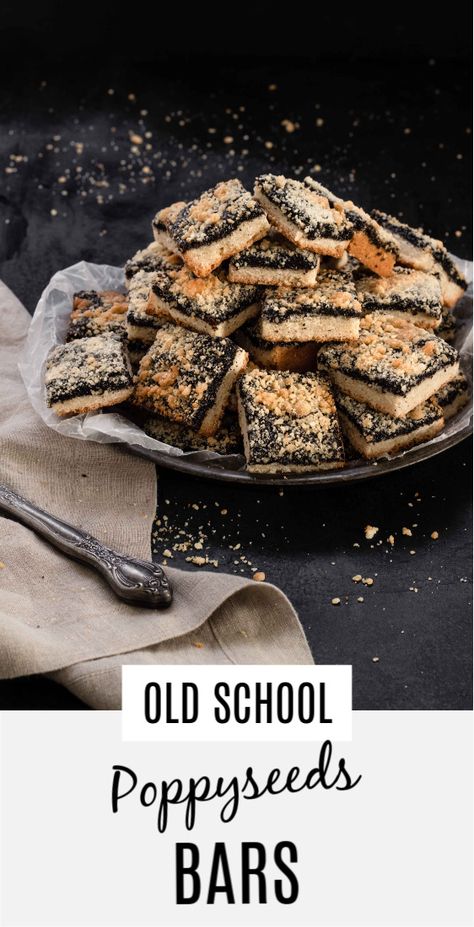 OLD SCHOOL POPPYSEED BAR COOKIES Poppyseed Squares, Poppy Seed Desserts, Poppyseed Dessert Recipes, Poppy Seed Bars, Poppyseed Desserts, Poppy Seed Baking, Poppy Seed, Bakery Style Poppy Seed Muffins, Poppy Seed Filling For Kolaches