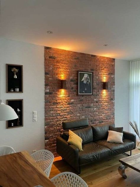 Brick Wall Ideas Interior, Modern Brick Wall Interior, Brick Wall Interior Decor, Wall Brick Design Interiors, Bricks Living Room, Brickwall Interiors, Brick Wall Tv, Brick Wall Interior Living Room, Brick Wall Interior