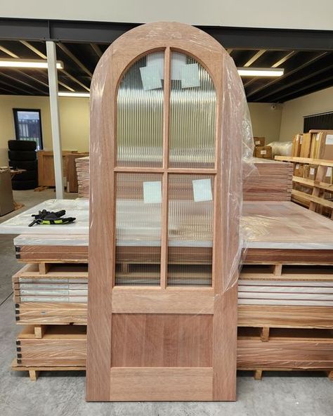 Arched Entry To Kitchen, Doors That Look Like Windows, Arch Top Door, Pocket Door Arched Doorway, Wood Arched Door, Diy Arched Pantry Door, Large Arched Front Door, Arch Door Pantry, Arched Pantry Door Ideas