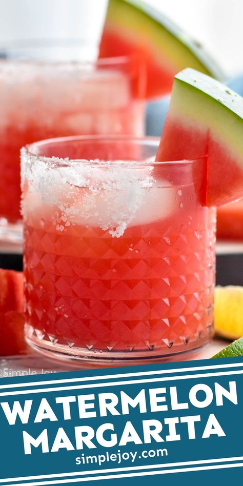 This Watermelon Margarita recipe is refreshing, colorful and so delicious! Cut up a watermelon for the kiddos, and then snag two cups of it for your new favorite cocktail. Watermelon Margarita Recipe, Summer Margaritas, Classic Margarita Recipe, Kid Friendly Drinks, Easy Margarita, Mix Drinks, Watermelon Margarita, Classic Cocktail Recipes, Happy Hour Drinks