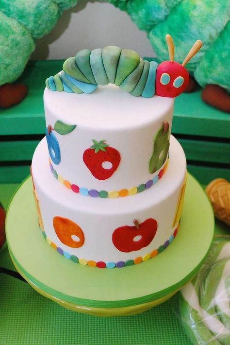 One Hungry Caterpillar, Caterpillar Party Ideas, Very Hungry Caterpillar 1st Birthday, Hungry Caterpillar First Birthday, The Very Hungry Caterpillar Birthday, Very Hungry Caterpillar Birthday Party, Hungry Caterpillar Cake, A Very Hungry Caterpillar, Very Hungry Caterpillar Party