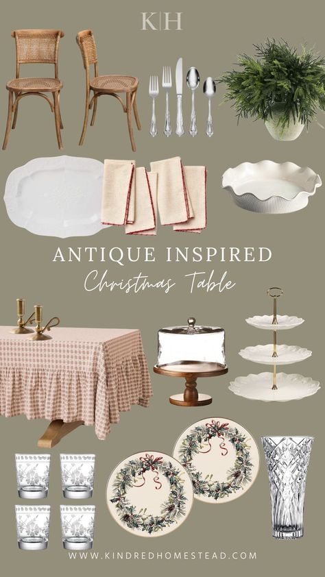 Antique inspired Christmas table finds for timeless yet collected table settings and tablescapes European Tablescape, Traditional Christmas Table Settings, Vintage Table Setting Ideas, Table Scapes Everyday, Victorian Christmas Table, Table Setting Themes, Western Style House, Victorian Table Setting, Everyday Tablescapes