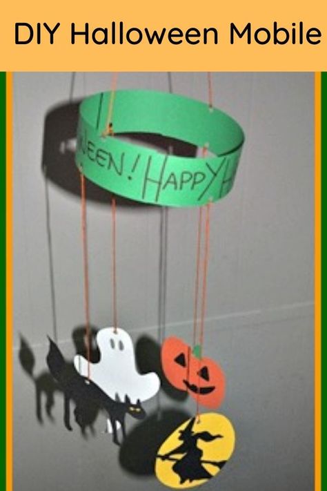 DIY Halloween Mobile - Best Homemade Halloween CraftS Homemade Halloween Crafts, Contact Paper Crafts, Halloween Mobile, Mobile Craft, Ghost Crafts, Tissue Paper Crafts, Construction Paper Crafts, Halloween Paper Crafts, Monster Crafts