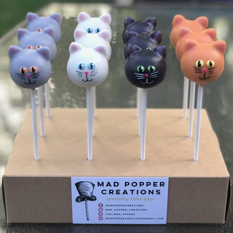 Cat Cake Pops Cat Cake Pops Ideas, Cat Cakepops, Kitty Cat Cake Pops, Halloween Cat Cake Pops, Black Cat Cake Pops, Cat Desserts, Cat Cake Designs Birthday, Cat Cake Pops, Cat Cupcakes Ideas