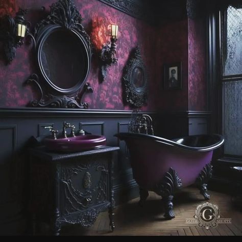 Jenna Jade on Instagram: “I want this in my house! #witchyways #gothicdecor #darkaesthetic #gothic #witchyvibes #witchythings” Gothic Interior Design, Gothic Bathroom, Gothic Interior, Victorian Bathroom, Gothic Furniture, Dark Home Decor, Goth Home, Goth Home Decor, Dark Home