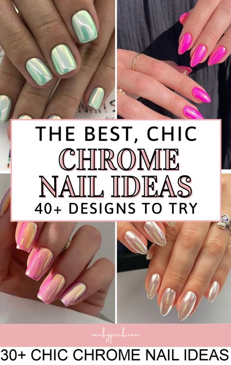 Are you ready to add some shimmer and shine to your fingertips? Get ready to elevate your nail game with over 30 chic chrome nail ideas that will have you feeling like a trendsetter in no time. Whether you're a fan of classic metallics or looking to experiment with bold colors, there's something here for Over 30 chic chrome nail ideas for your next manicure! #chrome #nail #ideas Opi Pink Nail Polish, Pink Nails Opi, Chrome Nail Ideas, Monochromatic Nails, Ombre Chrome Nails, Purple Chrome Nails, Chrome Manicure, White Chrome Nails, Blue Chrome Nails