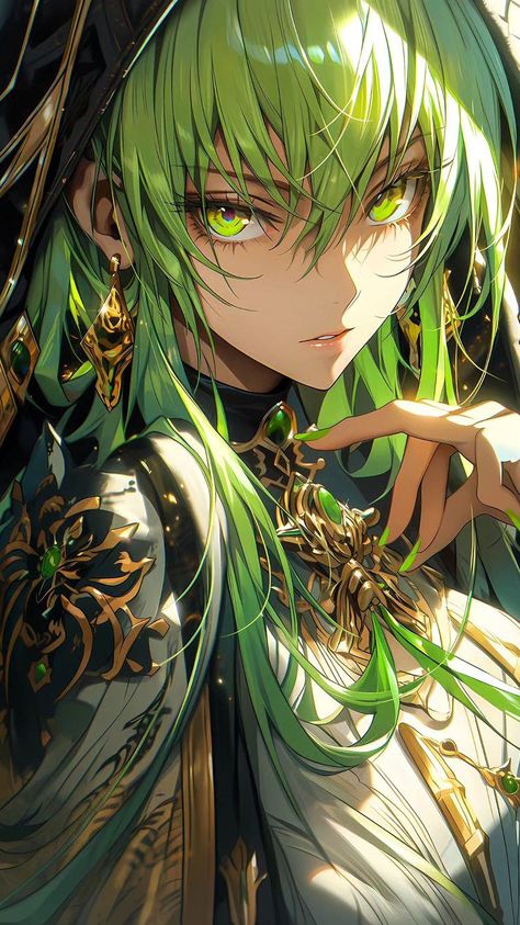 Anime Female Green Hair, Green Hair Anime Female, Anime Characters With Green Hair, Green Hair Anime Woman, Green Hair Drawing, Green Hair Anime, Green Hair Men, Anime Green Hair, Green Hair Girl