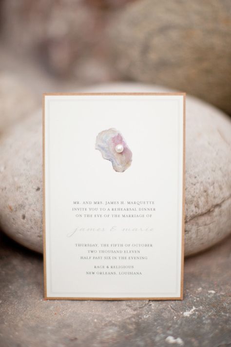 Beach Wedding Programs, Rehearsal Dinner Inspiration, Pearl Invitations, Beach Invitations, Tie The Knot Wedding, Wedding Reception Food, Trendy Wedding Invitations, 카드 디자인, Dinner Inspiration