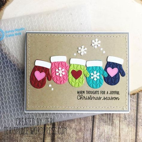 Sunny Studio Stamps Warm & Cozy Mittens Card by Teri Anderson Mittens Card, Handmade Christmas Card, Homemade Christmas Cards, Christmas Card Crafts, Diy Christmas Cards, Easy Christmas Diy, Cards Ideas, Christmas Cards To Make, Winter Cards