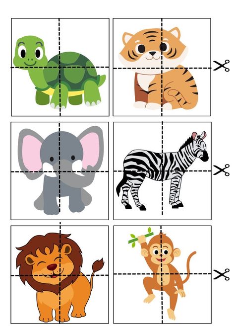 Aba Printable Activities, Animals Puzzle Worksheet, Animal Activities Preschool, Animals Activity For Kids, Puzzle For Kids Preschool, Animal Worksheets For Kids, Zoo Preschool Activities, Puzzle Activities For Kids, Animal Games For Kids