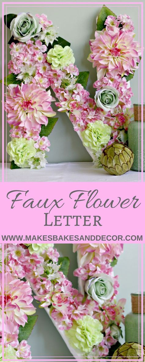 Diy Nursery Letters, Flower Letters Diy, Faux Flowers Decor, Diy Step, Diy Step By Step, Flower Bedroom, Flower Letter, Rustic Crafts, Diy Letters