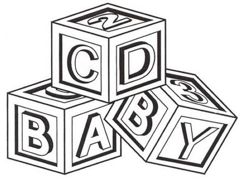 Simple ABC Blocks Coloring Page - Blocks are toys of different shapes (cube, cylinder, arch, prism, etc.) and colors in wood, plastic, or foam used as a construction game. Sometimes th... #coloring #coloringpages #printable Abc Blocks Drawing, Baby Blocks Tattoo, Blocks Tattoo, Scripture Coloring Sheets, Baby Coloring Pages, Abc Blocks, Scripture Coloring, Free Coloring Sheets, Baby Drawing