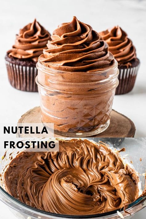 Chocolate Nutella Frosting, Chocolate Hazelnut Frosting, Easy Recipes To Bake Desserts, Nutella Icing 3 Ingredients, Nutella Ganache Filling, Nutella Icing Recipe, Hazelnut Frosting Recipe, Nutella Frosting Easy, Nutella Cake Filling Recipes