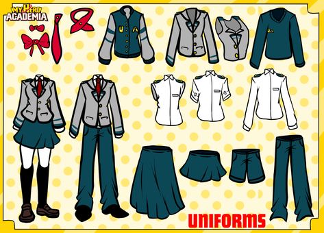 Uniform Drawing, Ua Uniforms, Drawing Anime Clothes, Hero Costumes, Fashion Design Drawings, Anime Drawings Tutorials, Drawing Clothes, Art Tutorials Drawing, Anime Poses Reference