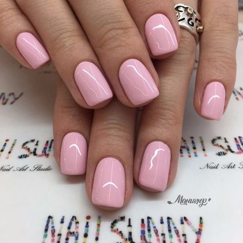 Pink Biab Nails, Barbie Pink Nails, Biab Nails, Pastel Pink Nails, Pale Pink Nails, Baby Pink Nails, Builder Gel Nails, Squoval Nails, Pink Gel Nails