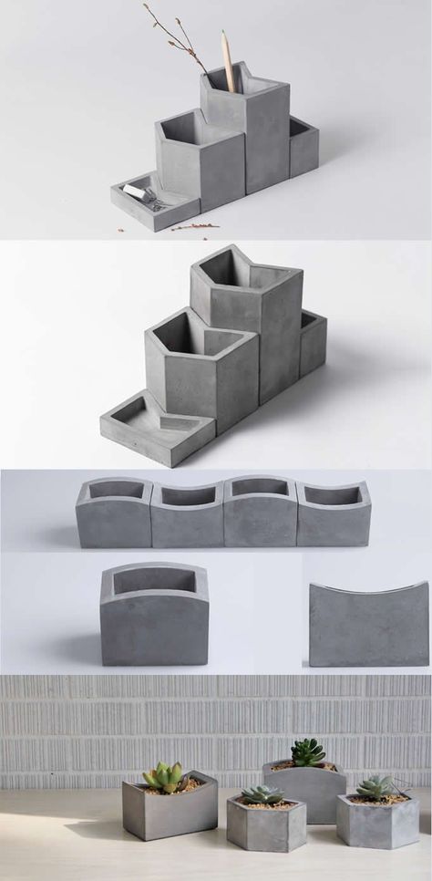 Concrete Moulds, Concrete Product, Luminaria Diy, Pencil Vase, Metal Plant Hangers, Concrete Succulent Planters, Decoration Beton, Pen Pencil Holder, Diy Concrete Planters