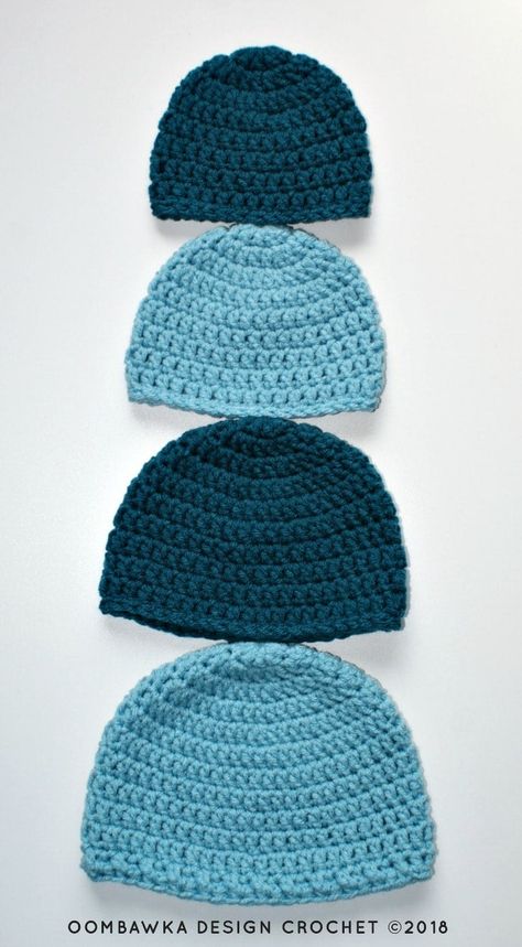 This Simple Double Crochet Hat Pattern is worked in rounds, from the top-down. You will need Medium Weight Yarn [4] and a 5.50 mm (I) crochet hook for this project. This easy crochet beanie pattern is available for free in my post below and includes all published sizes, from baby to adult large. Double Crochet Hat Pattern, Double Crochet Hat, Basic Crochet Hat, Bun Hat Crochet Pattern, Beanie Hat Crochet Pattern, Slouchy Hat Crochet Pattern, Modern Haken, Beanie Pattern Free, Crochet Hat Patterns