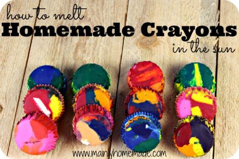 How to melt homemade crayons in the sun How To Melt Crayons, Melt Crayons, Tommy Paul, Homemade Crayons, Crayon Activities, Melted Crayon Crafts, Toddler Science, Outdoor Science, Diy Crayons