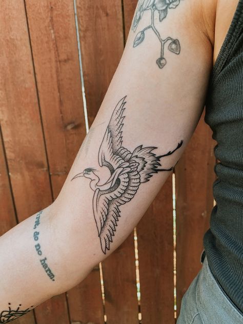 Blue Heron Tattoo Design, American Traditional Blue Heron Tattoo, Flying Blue Heron Tattoo, Blue Heron Tattoo Minimalist, Great Blue Heron Tattoo Simple, Blue Heron Tattoo, Tattoos Thigh, Heron Tattoo, Great Blue Heron