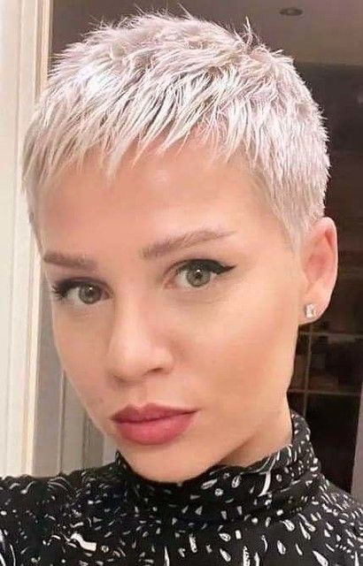 Super Short Blonde Pixie, Ultra Short Pixie Haircut, Extremely Short Pixie, Short Grey Pixie, Extremely Short Hair, Short Buzzed Hair, Short Spiky Hair, Short Haircuts For Fine Hair, Spiky Haircut