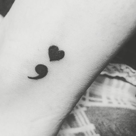 Free spirit semicolon for the i                                                                                                                                                     More Semi-colon Tattoo Heart, Tattoo Semi Colon Ideas, Heart Semi Colon, Colon Tattoo Ideas, Tattoo Semicolon, Semicolon Heart, Semi Colon Tattoo, Semicolon Tattoo Meaning, Heart Semicolon