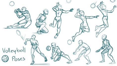 Ingrid Pamela Sport Drawing Reference, Volleyball Reference Pose, Sports Poses Reference Drawing, Sports Drawing Reference, Volleyball Pose Reference, Sport Drawing Ideas, Volleyball Drawing Reference, Volleyball Art Reference, Volleyball Poses Drawing Reference