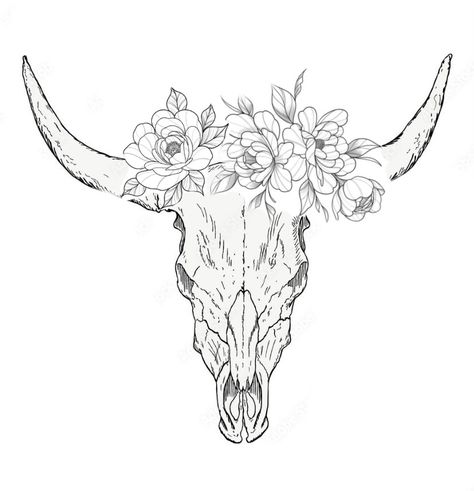 Cow Skull Sunflower Tattoo, Cow Skull And Sunflower Tattoo, Steer Head Tattoo Women, Sunflower Bull Skull Tattoo, Bull Skull With Sunflowers Tattoo, Longhorn Skull Tattoo With Flowers, Long Horn Tattoo For Women With Flowers, Country Leg Tattoo, Steer Tattoo For Women