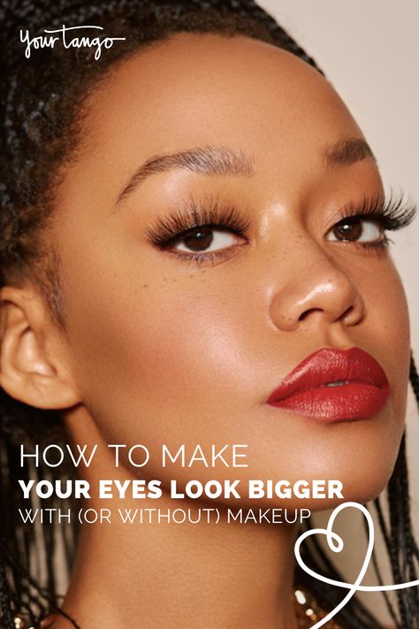 How To Make Your Eyes Look Bigger With Or Without Makeup | YourTango Eyeliner To Make Eyes Look Bigger, Makeup For Small Eyes To Look Bigger, Makeup To Make Eyes Look Bigger, How To Make Eyes Look Bigger, How To Make Your Eyes Look Bigger, Eyeliner For Small Eyes, Make Eyes Look Bigger, Eyeliner And Eyelashes, Makeup For Small Eyes