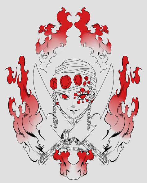 Tengen Tattoo, Tengen Uzui Tattoo, Marker Ideas, Half Sleeve Tattoo Stencils, Slayer Tattoo, Anime Tattoo, Samurai Tattoo, Tat Ideas, Half Sleeve Tattoo