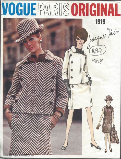 1968 Vintage VOGUE Sewing Pattern B36 DRESS & JACKET (1492R) By Jacques Heim - The Vintage Pattern Shop 1960 Costume, Mod Dress Pattern, 60s Vogue, 1960s Vogue, Vintage Vogue Sewing Patterns, Vogue Vintage, Patron Vintage, Robes Vintage, Jacket Pattern Sewing