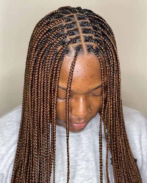 Thick Box Braids, Purple Box Braids, Brown Box Braids, Burgundy Box Braids, Red Box Braids, Black Box Braids, Braids With Shaved Sides, Small Box Braids, Side Parting