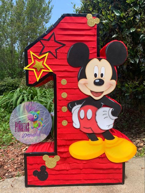 Mickey 1 Pinata, Miki Mouse Birthday Decoration, Mickey Centerpiece Ideas, Mickey Mouse Birthday Pinata, Mickey Pinata, Diy Mickey Mouse Pinata, Mickey Mouse Birthday Party Ideas 1st, Mickey Mouse Clubhouse Pinata, Mickey Mouse Pinata 1st Birthdays