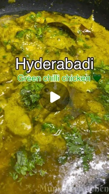 Taste wish on Instagram: "Hyderabadi Green Chilli Chicken 💚
Ingredients-
Green Masala paste ~
5 Green chillies
Handful of coriander leaves
Mint leaves
1-1/2 tbsp cashews
1 tbsp ginger garlic paste
2 onions
1 tsp turmeric powder
1 tsp salt
For chicken marination ~
500g chicken
1 tsp turmeric
1 tsp salt
1/2 cup whisked yogurt
Gravy/curry~
1/2 cup oil
3 green chilies slits
1 tsp cumin
1 star anise
2 bay leaf
3 green cardamom
8-10 whole black pepper
1 tsp turmeric
1 tbsp coriander powder
1 tsp roasted cumin powder
1/2 tsp garam masala powder
10 curry leaves
Fresh coriander for garnishing

Follow @munishaskitchen for such recipes!

#hyderabadichillichicken #chillichickencurry #spicychickengravy #hyderabadistylechicken #spicychickenrecipe #chickenrecipe #chickengravy" Green Chicken Curry, Spicy Chicken Recipes, Chilli Chicken, Chicken Gravy, Coriander Powder, Coriander Leaves, Green Chilli, Garlic Paste, Curry Leaves